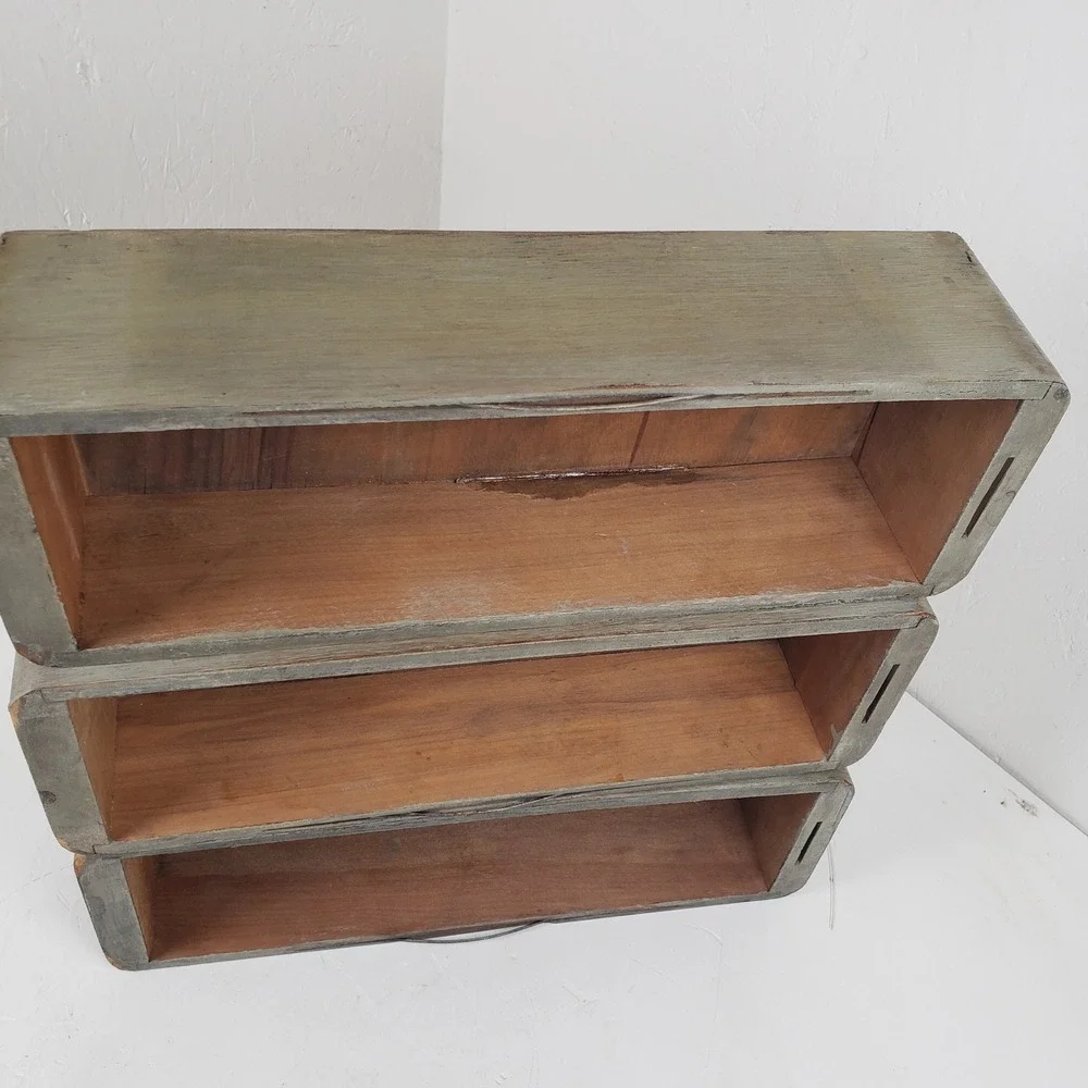 Antique Wooden Singer Treadle Sewing Machine Drawers Set of 3 Knick Knack Shelf